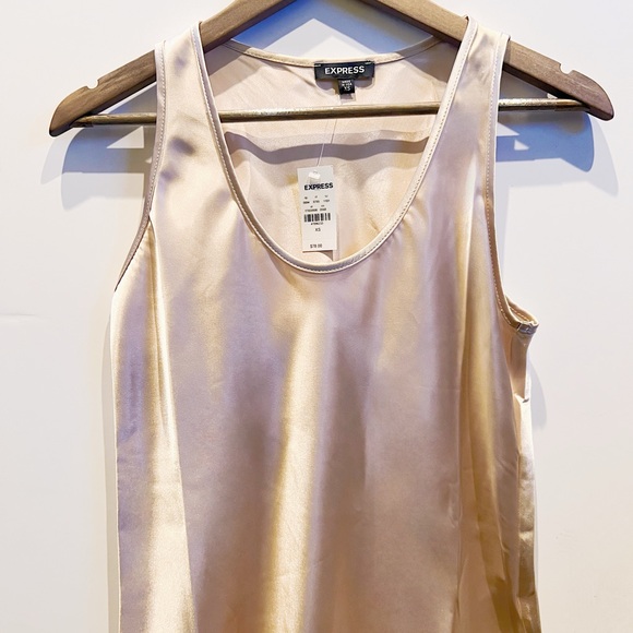 XS Slip dress satin scoop neck dress color champagne - Picture 3 of 5